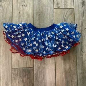 Blue Star patriotic  Tutu Skirt with Red Trim